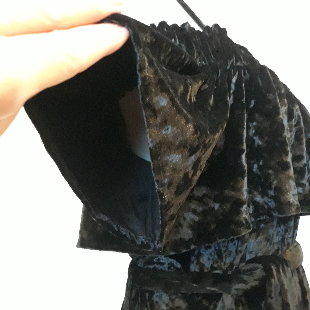 🖤❤Umgee USA Black Crushed Velvet Off Shoulder Dress Size Large - Picture 7 of 8